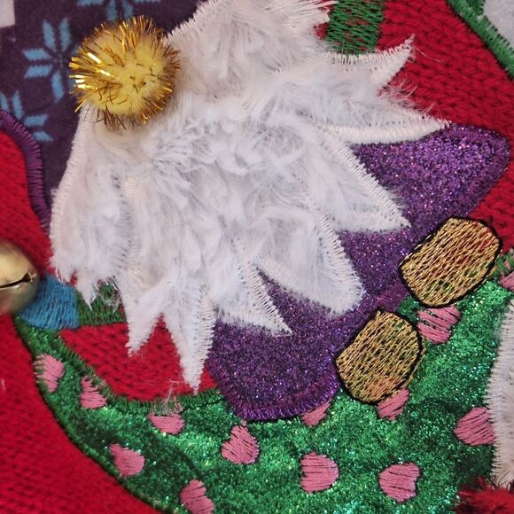 Holiday Time Embellished Cardigan Sweater Tunic Gnomes Snowflakes Argyle size M - Picture 10 of 16